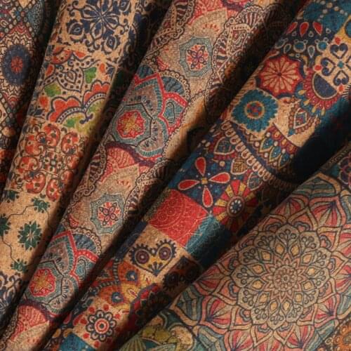 1 Meter 135cm 0.5mm Thickness Natural Cork Synthetic Leather Printing PU Fabric Environmentally Wood for Handbag Shoes DIY Craft