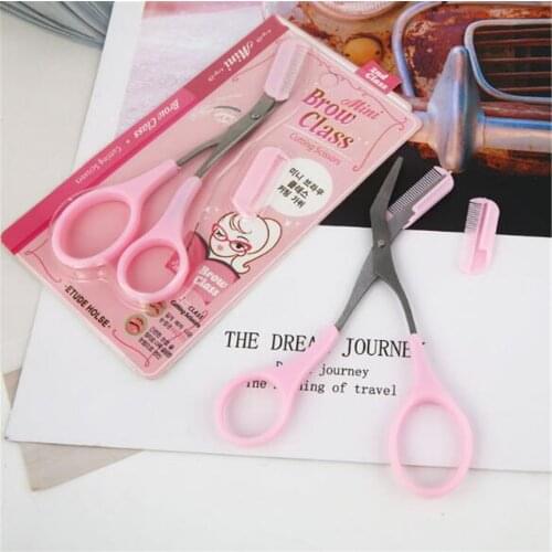 1pc Eyebrow Scissors with Comb Eyebrow Razor Trimmer Eye Brow Shaper Shaping Tool Face Hair Remover Shaver Face Razor for Women