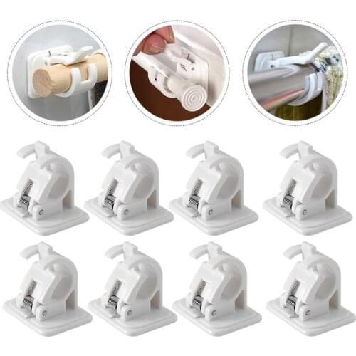 10Pcs Adjustable Rod Bracket Holders Wall Mount Curtain Pole Wall Brackets Towel Rod Supports Curtain Rod Rack for Home Bathroom