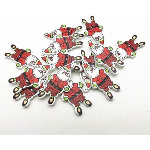 100pcs 35x19mm Wood Christmas Santa Claus Buttons Sewing Xmas Button Embellishments Crafts