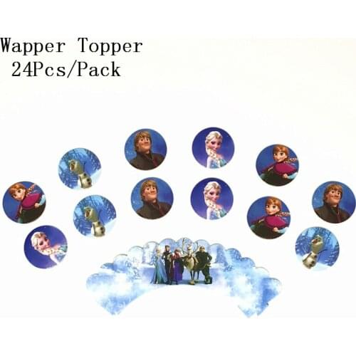 24 pcs/pack Disney Frozen Princess Mickey Mouse Theme Cartoon Cupcake Wrappers Toppers Birthday Party Cake Decorations Supplies