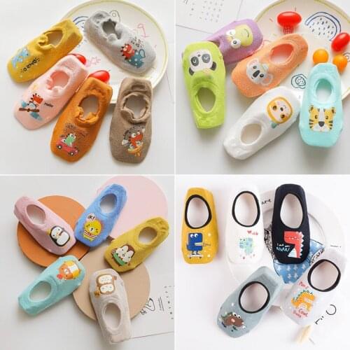 VIP Links 5 Pairs Baby Summer Ankle Socks Infant Cotton Anti-Slip Sock Lovely Cartoon Animals Kids Fashion 1-7 Years