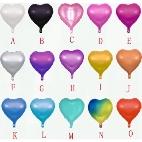 50pcs 18 inch helium Aluminum foil balloons 18" heart shape balloon For Wedding party decor Valentines Day supplies 15 colors