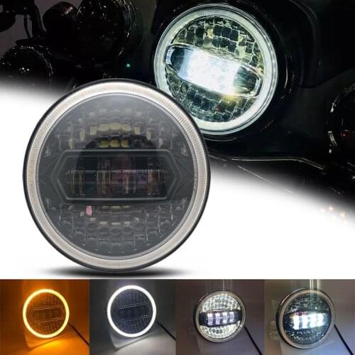 7 INCH LED Motorcycle Headlight moto Black with angle eye for Touring Ultra Classic Electra Street Glide Road King Yamaha