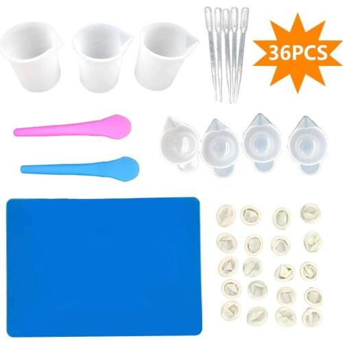 Epoxy Resin Mixing Cup Silicone Resin Glue Tools Jewelry Making Mold Measuring Handmade Craft DIY Mould Accessories 36PCS set 3p