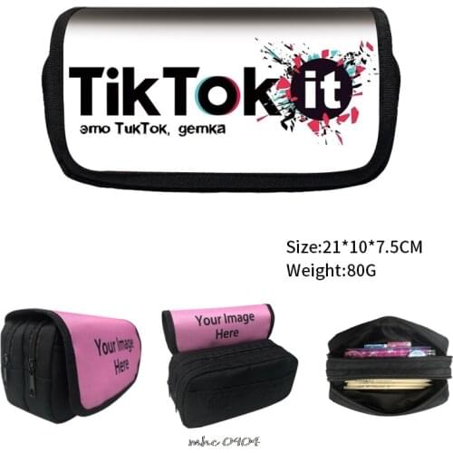 Tik Tok Pencil Case Boys and Girls Students Stationery Double Pencil Bags Pouch Zipper Boutique School Supplies Gift
