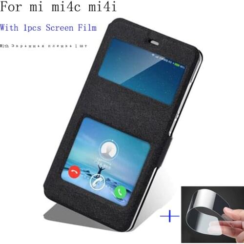 View window phone case For Xiaomi mi 4C M4C cover Skin Flip case PU Leather Case For Xiaomi mi4C mi4i back cover shell capas