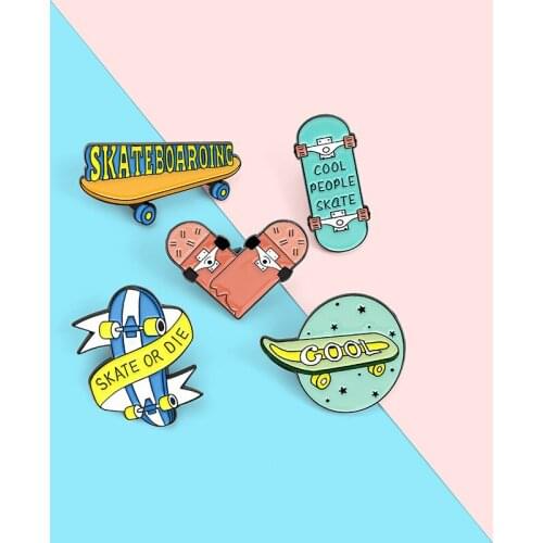 Skate or Die Enamel Pin Custom Fun Sports Love Skating Brooches Bag Lapel Pin Cartoon Badge Jewelry Gift for Kids Friends