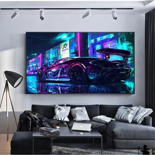 Future Steam City Sport Car Game Canvas Painting for Gamer Poster and Print Wall Art Picture Boys Room Bedroom Home Decoration
