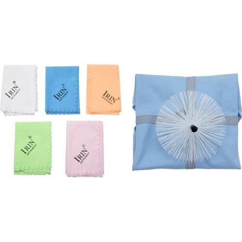IRIN 5 Pcs Colorful Microfiber Clean Polish & 1 Pcs Professional Tools Cleaning Cloth with Brushed