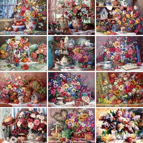 GATYZTORY Painting By Numbers For Adluts Colorful Flower Oil Paints Framed Big Size Wall Art Picture Handpainted Unique Diy Gift