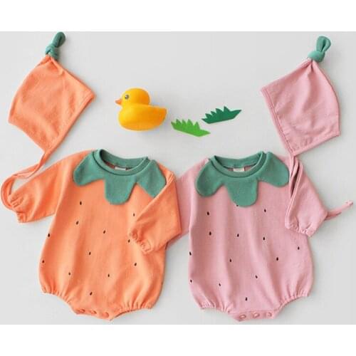 2019 New Baby infant girl Cute Pumpkin Style Romper+hat,Girls Toddle Spring Autumn body clothes Jumpsuits Newborns Wear
