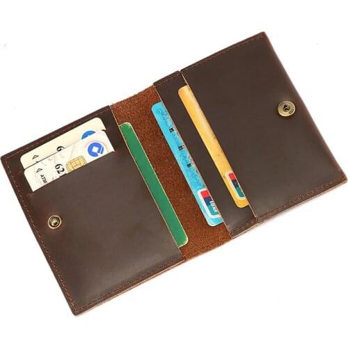 Short Wallet Men Genuine Leather Genuine Leather Wallet Men Coin Purse Small Men Wallets Cow Genuine Leather Brown Card Holder