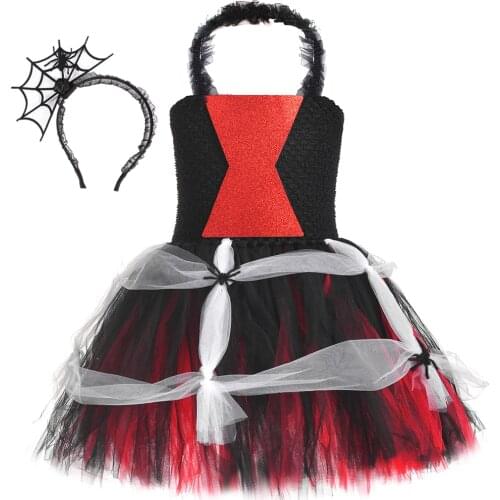 Widow Spider Halloween Costumes for Kids Girls Cosplay Tutu Dress Devil Costume Witch Fancy Dresses for Children Carnival Party