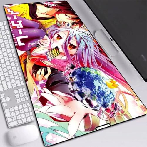 No Game No Life Anime Mouse Pads 800x400x3mm Gaming Mouse Pad Locked Edge Gamer Mat Computer Desk Pad Mouse Keyboard Play Mats
