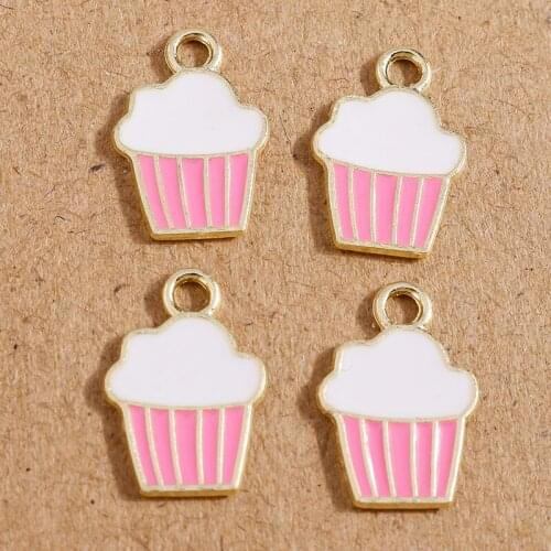 10pcs 11*16mm Summer Alloy Enamel Ice Cream Charms for Jewelry Making Necklaces Bracelets Earrings Pendants DIY Handmade Crafts