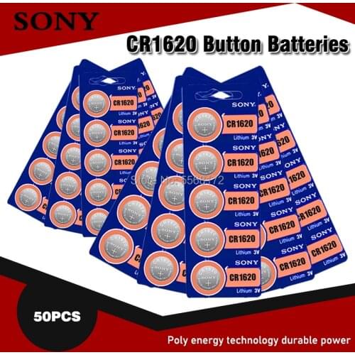 50pcs For Sony CR1620 Button Battery ECR1620 DL1620 5009LC Cell Coin Lithium Battery 3V CR 1620 For Watch Electronic Toy Remote