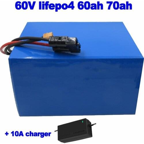 Lifepo4 LFP 60V 60ah 70ah lithium iron phosphate battery pack for ebike lawn mover street sweeper robot golf AGV EV +10A charger