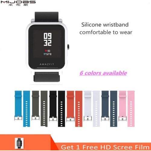 Mijobs 20mm Sports Silicone Wrist Strap for Xiaomi Huami Amazfit Bip BIT PACE Lite Youth Smart Watch Replacement Band Smartwatch