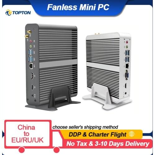 Topton Nuc Fanless Desktop PC Intel Core i7 10710U i5 8265U Mini Computer 2*DDR4 M.2+Msata+2.5'SATA 4K HTPC Nettop Assembly PC