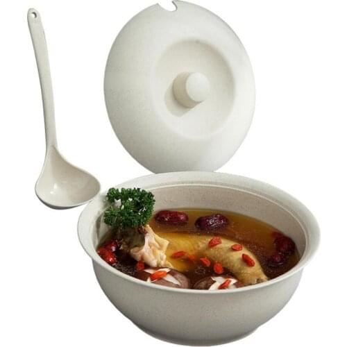 Wheat Straw Soup Pot Set Noodles Bowl Set Resistant Soup Pot With Lid Spoon
