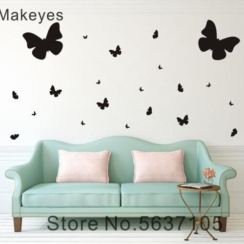 Makeyes Butterflies Wall Decals Set Patterned Animal Vinyl Wall Sticker Flying Butterfly Kid Bedroom Cute Art Wall Decor MG001