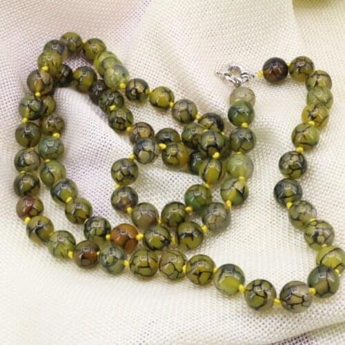 Natural 10mm yellow dragon carnelian agat round beads long chain necklace women wholesale price stone diy jewelry 36inch B3208