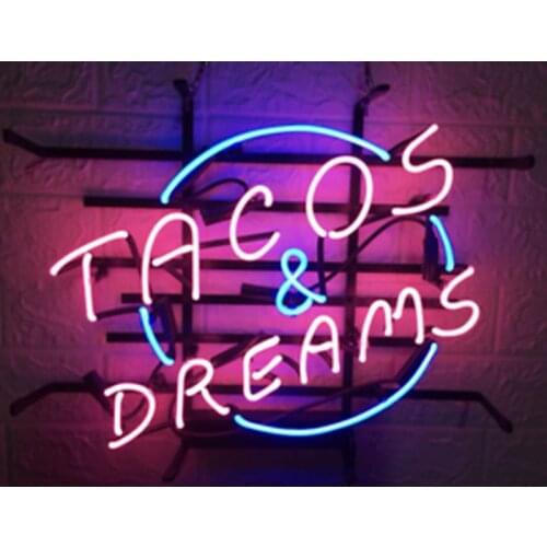 Neon Sign Tacos And Dreams Neon light Beer Neon Wall Sign Window Lamp Enseigne Lumineuse Decorate Home Handmade Real glass TUBE