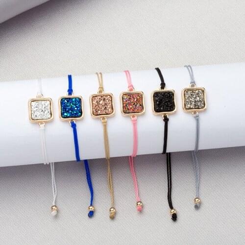 New Handmade Rope Shrink Bracelet Wholesale Multicolor Fashion Crystal Bracelet Nature Stone Bracelet Large Tone Jewelry