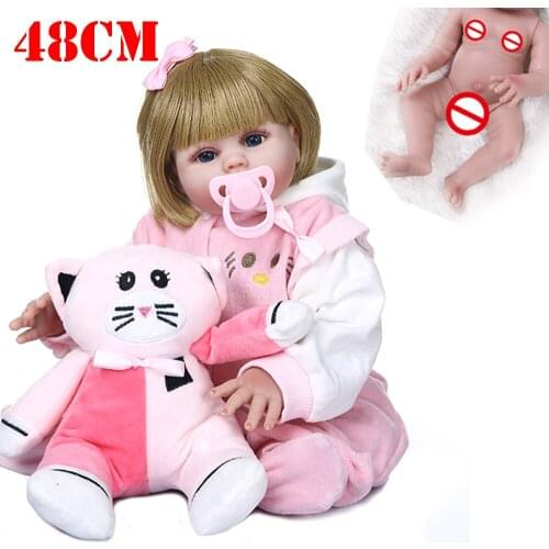 NPK DOLL Bebe reborn full body silicone reborn baby girl dolls toys for children gift 48cm newborn dolls can bathe