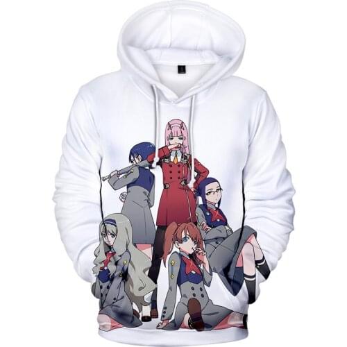 Darling in the franxx 3d hoodies anime zero two hoodie sweatshirts men women boys girls tops 3D streetwear clothing harajuku