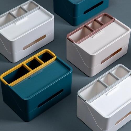 Household Living Room Desk Makeup Stand Organizer Multifunctional Tissue Box Storage Container