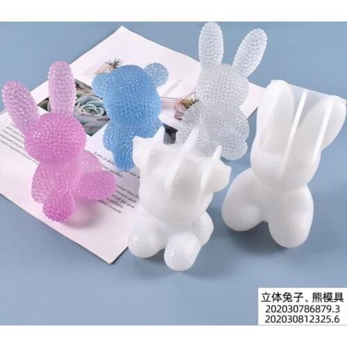 Transparent Silicone Mould Dried Flower Resin Decorative Craft DIY Diamond 3D rabbit Mold epoxy resin molds for jewelry