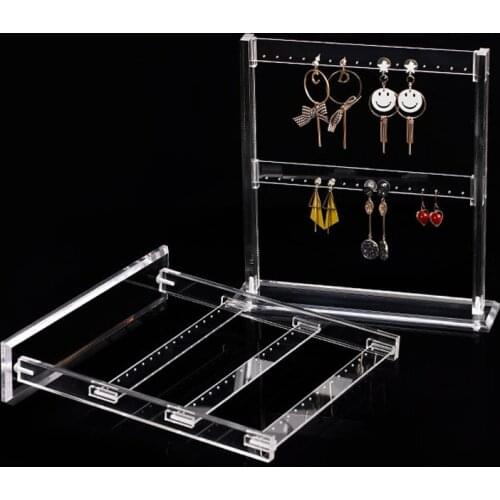 Clear Acrylic Earring Necklaces Display Stand Shelf Earring Holder Jewelry Showing Stand Showcase 2-layer and 3-layer Displays