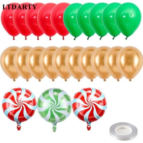 Christmas10inch red green latex metal latex balloon christmas decoration balloon globos navidad новый год 2022 baby shower