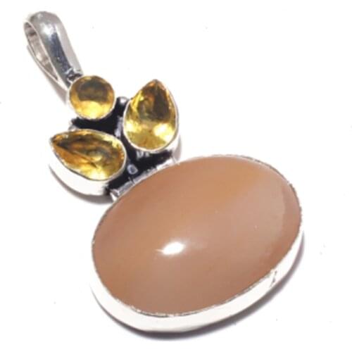 Agates + Citrines Silver Overlay over Copper , 51 mm, P7130