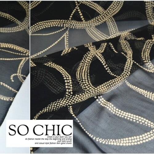 Silk Georgette Chiffon Fabric Dress Black Beige Simple Pattern Clothing DIY Patchwork Tissue