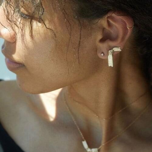 TIMEONLY Elegant Bowknot Stud Earring for Women Femme Golden Metal Simple Charm Earrings Korean Style Jewellery Party Gifts