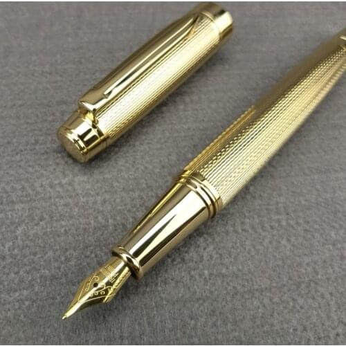 High Quality American Design M Nib Metal Fountain Pen Office Signature Pen Calligraphy 18K Real Gold Pen