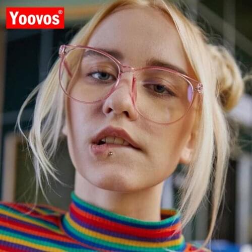 Yoovos Retro Frame Glasses Women Round Eyeglasse Frames Women Optics Brand Designer Glasses Blue Light Okulary Clear Spectacle