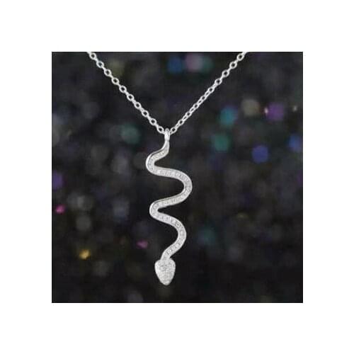 New 925 Sterling Silver Zircon snake Necklaces Pendant Fashion Sterling Silver Jewelry Statement for Women Bijoux