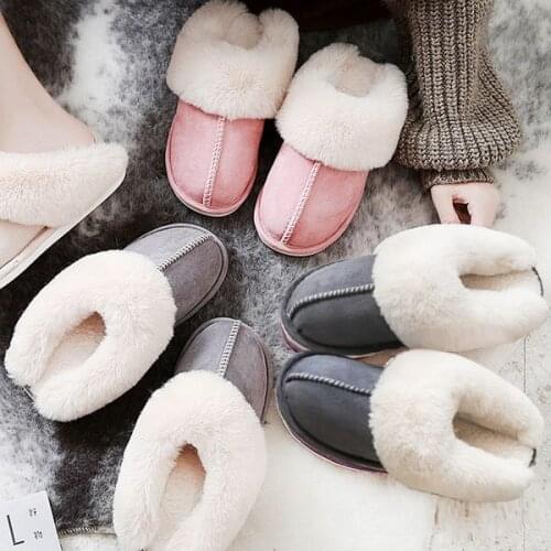 Women Plush Warm Home Flat Slippers Lightweight Soft Comfortable Winter Slippers Womens Cotton Shoes Indoor Plush Slippers