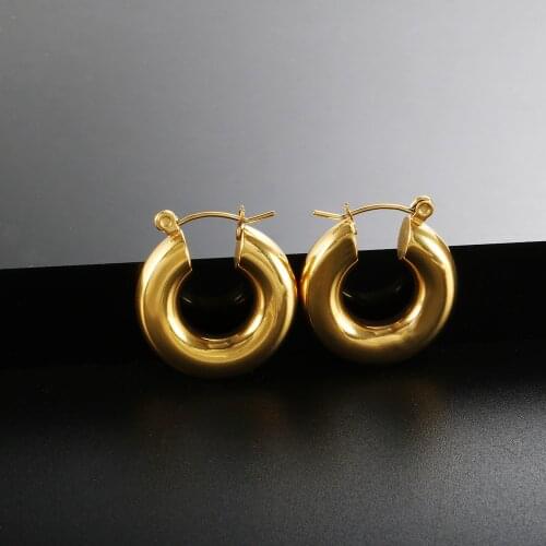 ZMFashion Women Men Unisex Personality Hoop Earring Punk Hip-Hop Stainless Steel Gold Color Jewelry Simple Steampunk Accessories