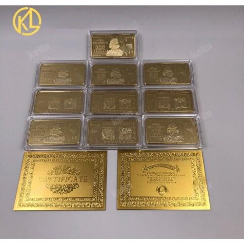 100pcs/lot Zimbabwe one hundred buffalo Trullion Dollars Gold Metal Banknotes Coin with 10 certificates by Fedex or DHL