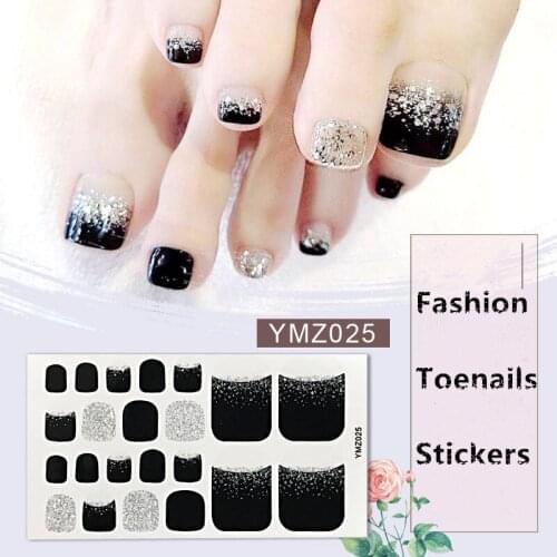 1Sheet YMZ Series Toe Nail Art Sticker Korean Styles Feet Supplies Wraps Full Cover Adhesive Decal Stickrs DIY Nail Manicure