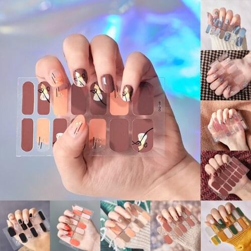 1pcs Glitter Gradient Pure Color Nail Sticker Nail Wraps Full Cover Nail Polish Stickers DIY Self-Adhesive Nail Art Decoration