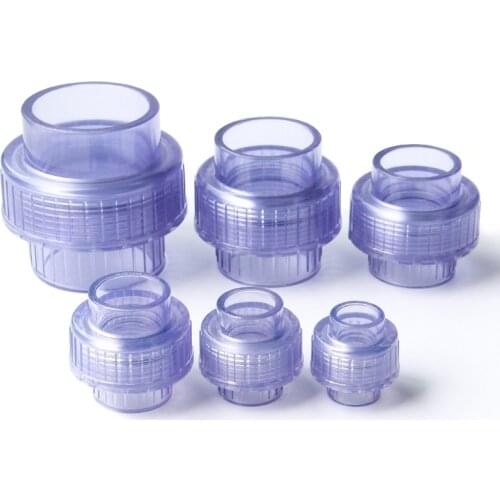 1pc 20-63mm Transparent PVC Pipe Union Connector for Garden Irrigation Water Tank Joint Water Pipe Fast Straight Connector