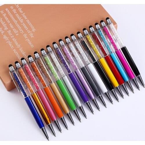 1PCS High-texture Metallic Crystal Stylus Pen Capacitive Screen Touch Pen For Ipad Iphone Office Supplies Ballpoint Pen