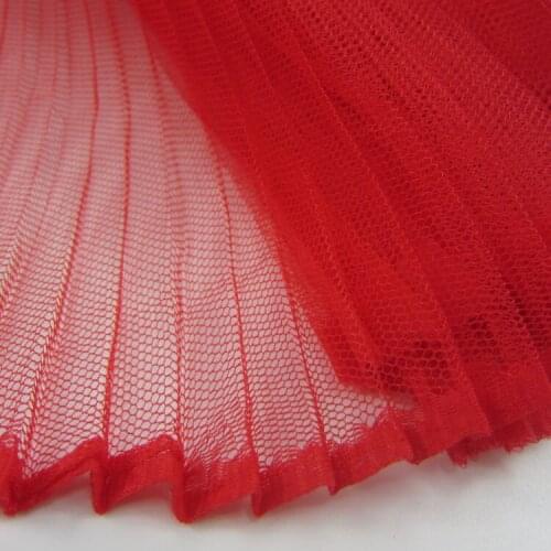 10Metres 150cm Width Evening Gowns Pleated Crushed Mesh Fabric Red Crumpled Tulle Net Fabric For Organ Skirt Dress Ruffle
