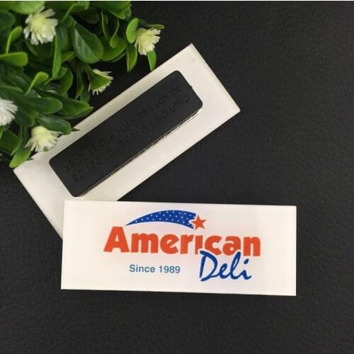 10pcs custom LOGO plastic badge magnet staff personalized reusable double name tag holder magnetic acrylic plate 6.5*2.5cm